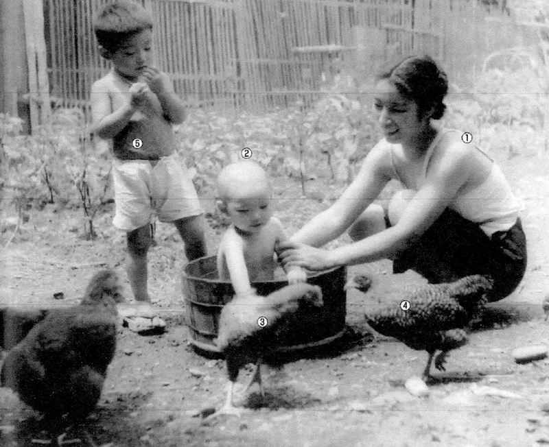 庭での行水風景